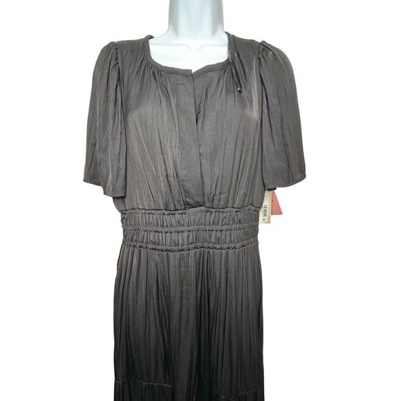 Destination Maternity Black Maxi Dress breezy flutter sleeve drapey skirt - Picture 6 of 14